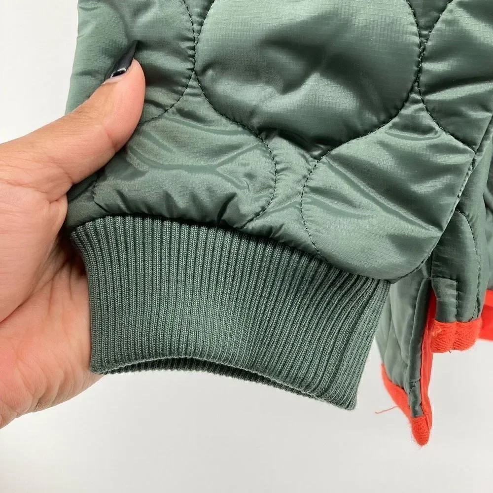 Free Assembly Girl’s Duck Green Lightweight Quilted Full Zip Jacket Medium 7/8